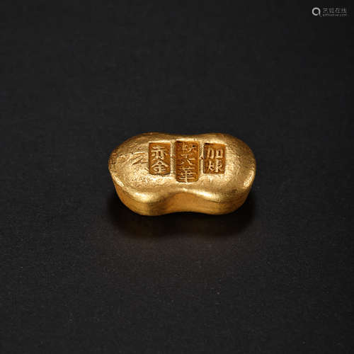 CHINESE QING DYNASTY PURE GOLD INGOT