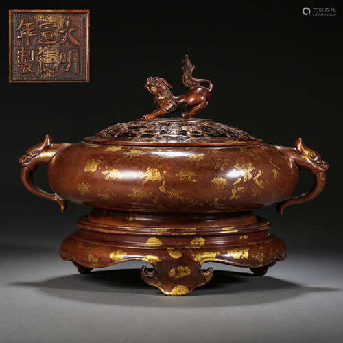 BRONZE DOUBLE-EAR INCENSE BURNER, THE XUANDE PERIOD OF THE M...