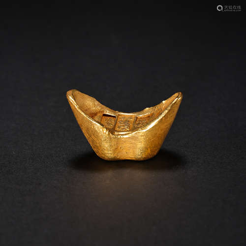 CHINESE QING DYNASTY PURE GOLD INGOT