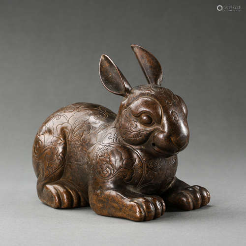 QING DYNASTY, CHINESE BRONZE RABBIT