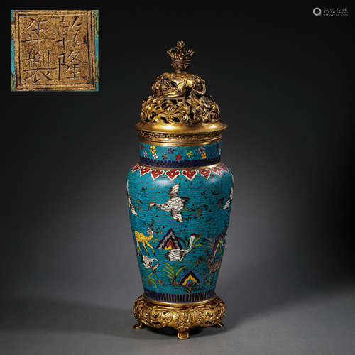 BRONZE CLOISONNE INCENSE BURNER, QIANLONG PERIOD OF THE QING...