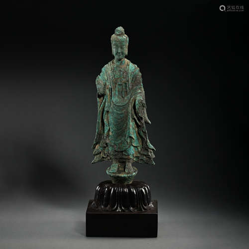 BRONZE BUDDHA STANDING STATUE, THE NORTHERN WEI DYNASTY, CHI...