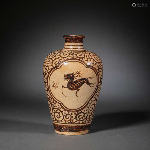 PLUM VASE WITH DEER PATTERN IN JIZHOU WARE, SOUTHERN SONG DY...