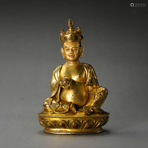 GILT BRONZE MAITREYA BUDDHA STATUE, QING DYNASTY, CHINA