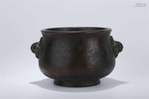 A Copper Gui Shaped Censer with Two Ears.