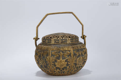 A Copper Censer with Auspicious Design.