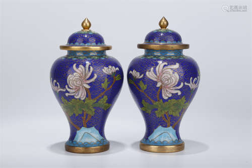 A Set of Cloisonne Enameled Copper Jars.