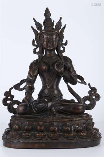 A Copper White Tara Buddha Statue.