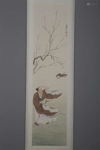 A Figure Painting on Paper by Chen Shaomei.