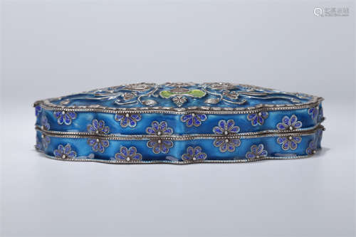 A Silver Bluing Lidded Box.