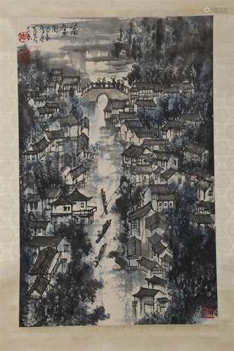 A Landscape Painting on Paper by Li Keran.