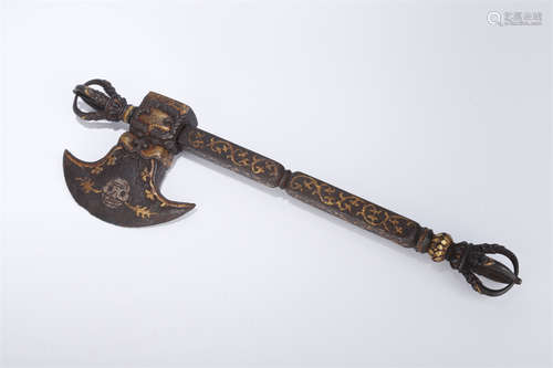 A Cast Iron Implement Vajra Tomahawk.