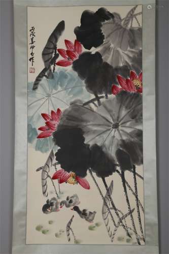 A Lotus Leaves Painting by Lou Shibai.