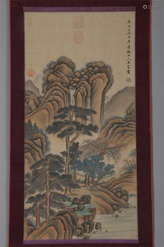 A Landscape Painting on Silk by Wang Meng.