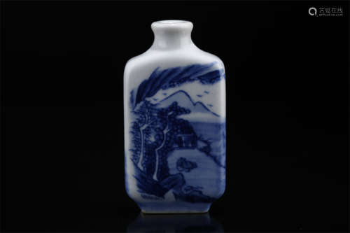A Blue-and-White Porcelain Snuff Bottle.