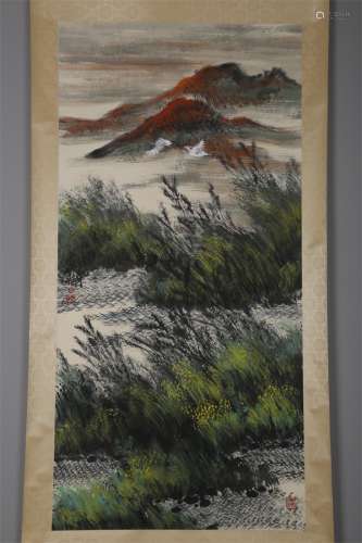 A Landscape Painting on Paper by Song Yugui.