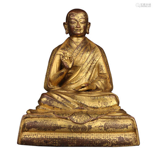 GILT BRONZE FIGURE OF A GURU