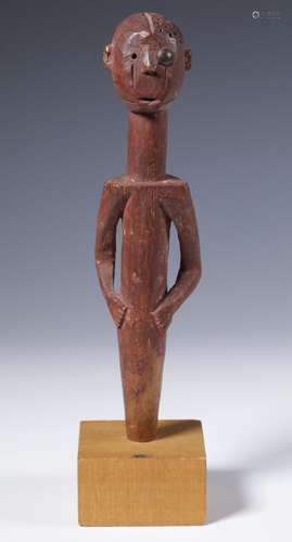 Togo, Ewe, finial shaped as a male figure, red pigment,