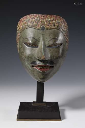 Central-Java, a green wayang topeng mask