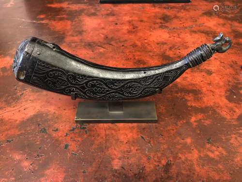 Sumatra, Batak, water buffalo horn gunpowder holder,