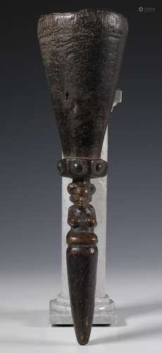 Gabon, Punu, a carved wooden conus shaped mortar,