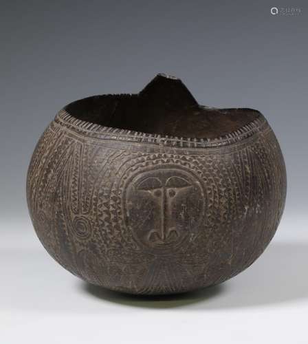 Abelam, carved coconut shell cup,