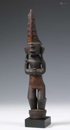 Sumatra, North Nias, standing female ancestor figure, adu za...