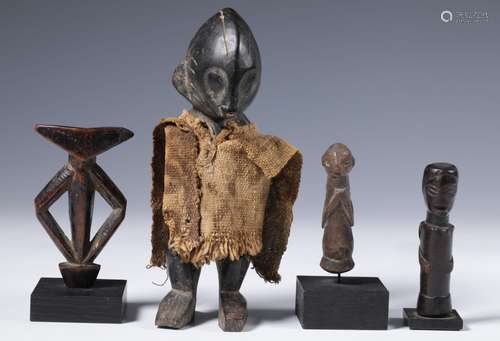 D.R. Congo, a Luba/Songye small ancestor figure; a Yaka amul...