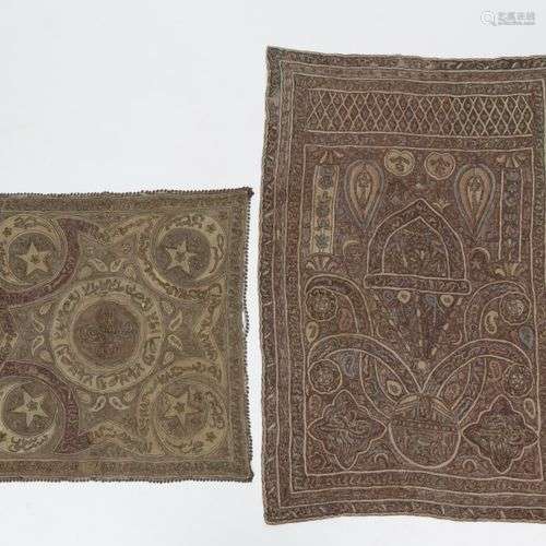 Middle East, two ceremonial embroidered cloth's