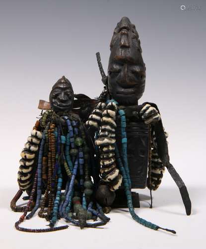 Africa, Nigeria, Yoruba, two wooden Eshu amulets,