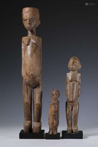 Burkina Faso, Lobi, three anthropomorphic figures,