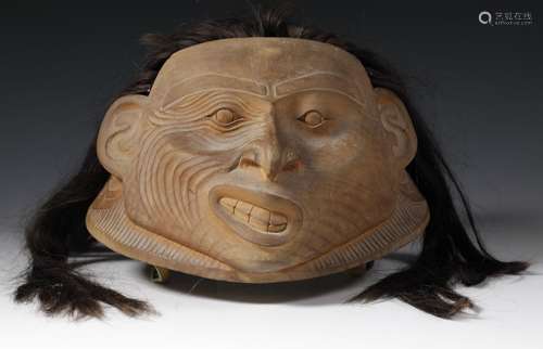 Northwest Canada, Isaac Tait (1965-2000), a carved helmet ma...