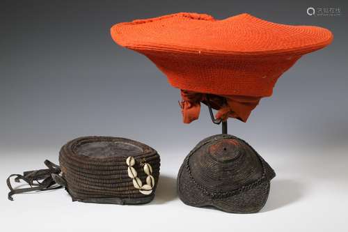 South-Africa, Zulu, cotton circular hat; herewith two Africa...