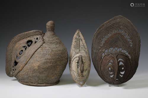 P.N.Guinea, Maprik, a cane yam helmet mask, bapa, and two ot...