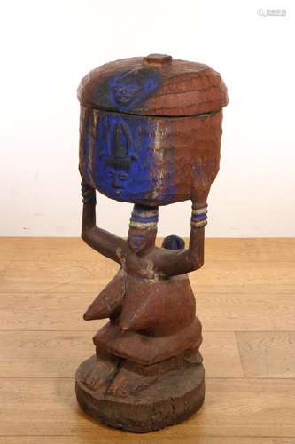 Nigeria. Yoruba, carved wooden kola nut container