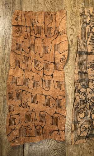 DRC, Ituri , M'buti, collection of six bark paintings, vario...