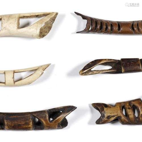 Papua, Asmat, six various bone nose ornaments