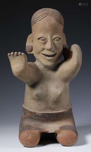 A terracotta seated female figure, 20th century