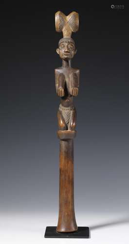 Nigeria, Yoruba, Shango wand, in the form of a kneeling fema...