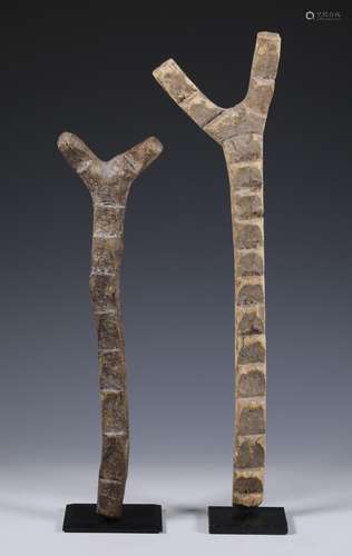 Mali, Dogon, two wood miniature ladders