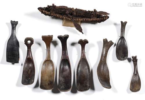 Sulawesi, Toraja, eight various wooden spoons; herewith an A...