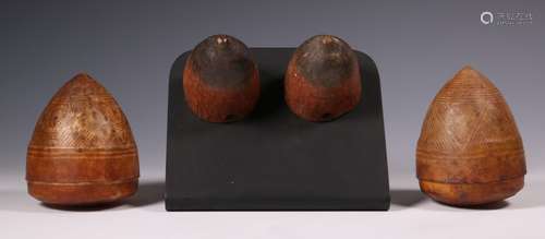 Tuareg, pair of conical animal skin cult objects