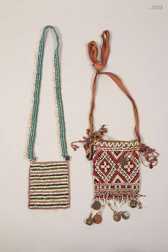 Sumatra, Batak, beaded pouch with coins and bells and South ...