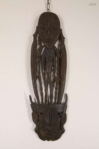 PNG, Sepik-style, food hook-like decorative plank figure, wi...