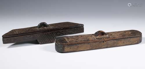 DRC., Kuba Kingdom, two wooden containers