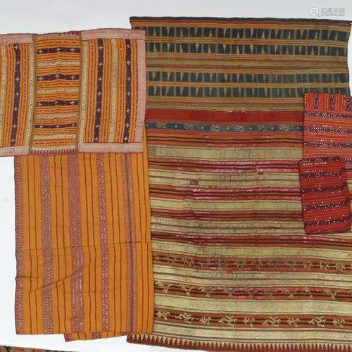 Collection of six Lampung textiles and a Batak slendang and ...