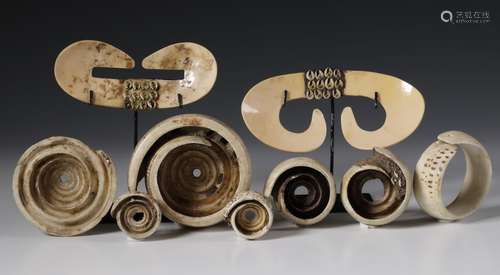 Papua, Asmat, two shell nose ornaments, bipanew.