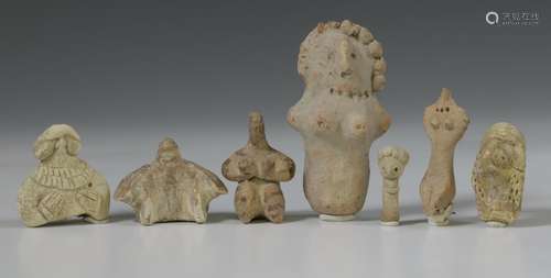 A collection of seven Syrian terracotta fragments of idols, ...