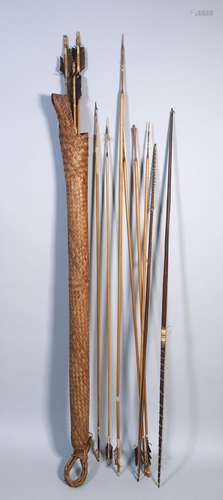 Surinam, a collection of nine arrows and three bows.