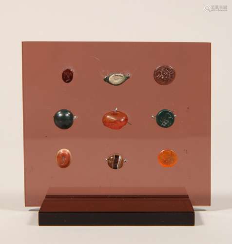 A collection of nine stone intaglio's, five Sassinid Emprice...